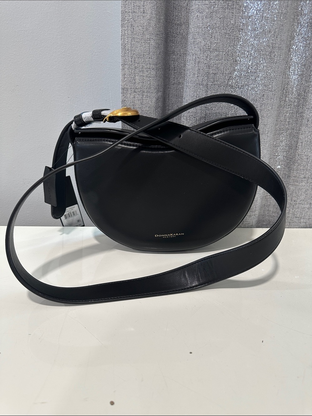 Donna Karan newyork Black Leather Crescent Shoulder /crossbody bag with dust bag - Picture 5 of 14